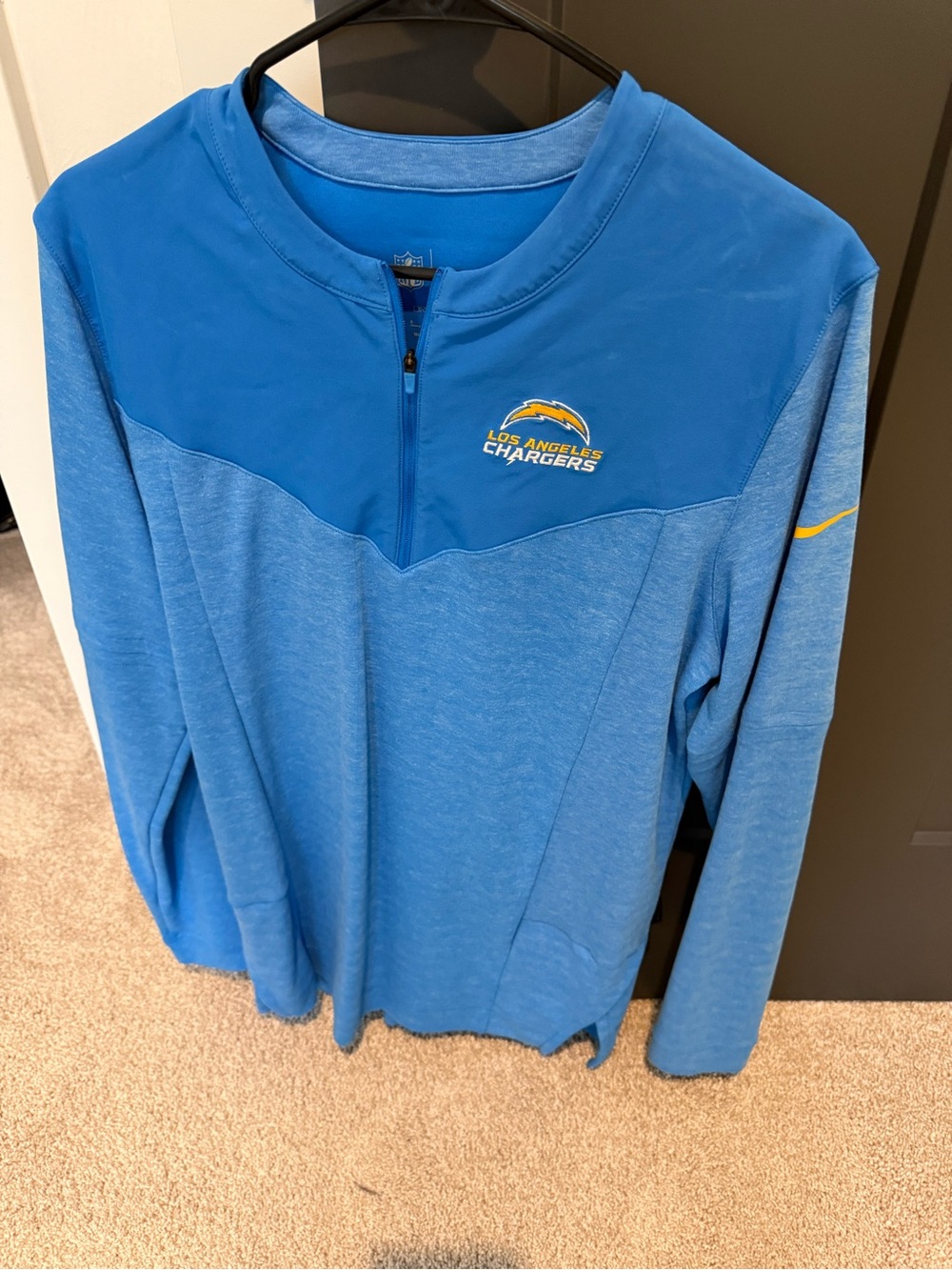 Nike Los Angeles Chargers Light Blue Quarter-Zip Pullover
